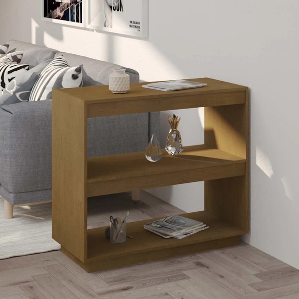 Massivholz Kiefer BüCherregal Honigbraun 80X35X71 Cm Standregal-image