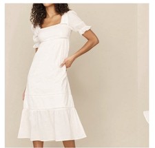 Reformation Bekkah Babydoll Dress in Cream, Size M