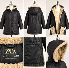 Zara Kids Black Sherpa Coat Size 10/140 Fits Women  s XXS XS Oversized