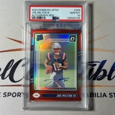 Joe Milton III 2024 Panini Donruss Optic #255 Rated Rookie Red /75 PSA 10