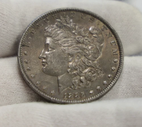 1885 US Morgan Silver Dollar $1  AU+ (Cleaned, Retoned)