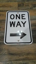 Authentic Retired One Way Arrow Sign Metal Traffic Street 18x12 Reflective