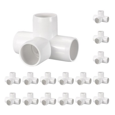 16 Pack 1/2'' SCH40 Pipe Fitting, 4-Way Corner Side Outlet Tee Fitting
