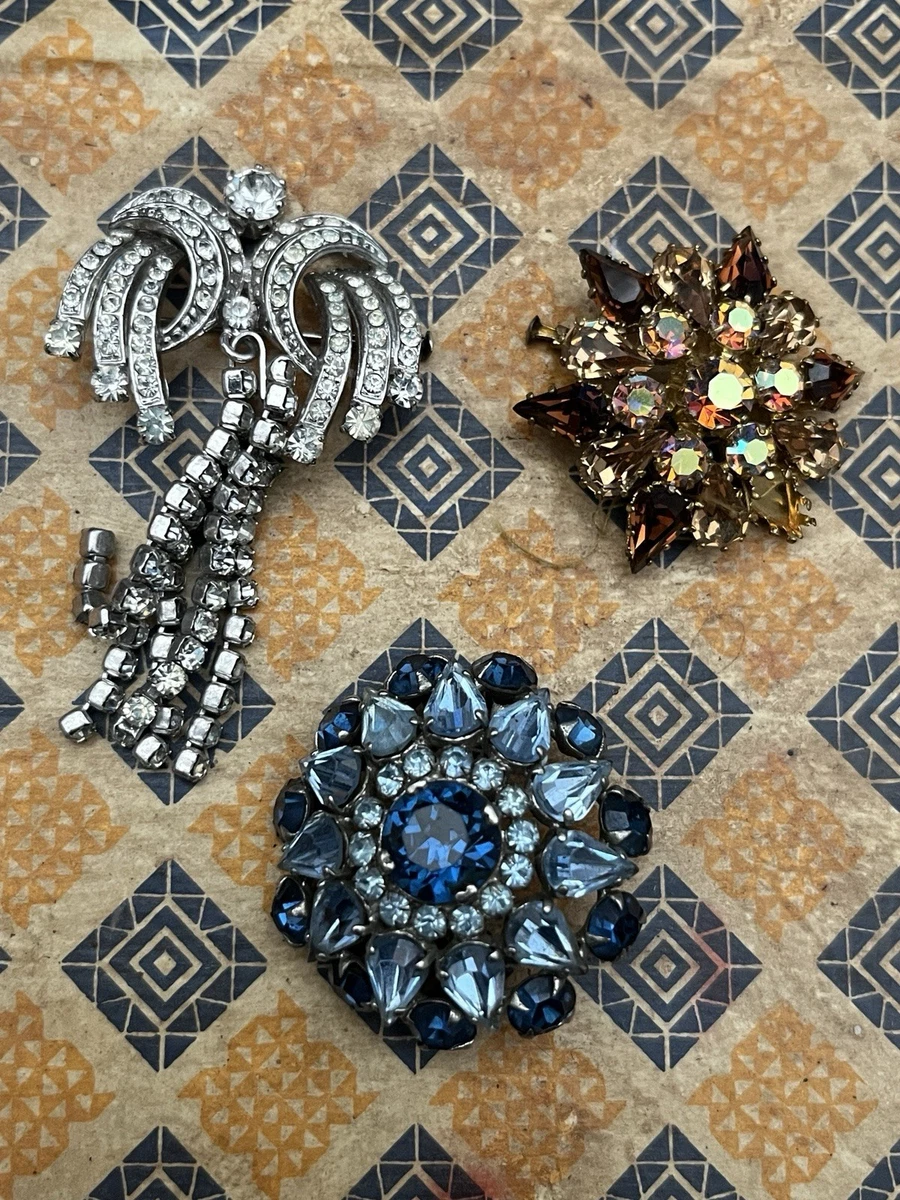 Lot De 3 Broches Anciennes Bijou Fantaisie - Style Vintage Et Rétro (Occasion)