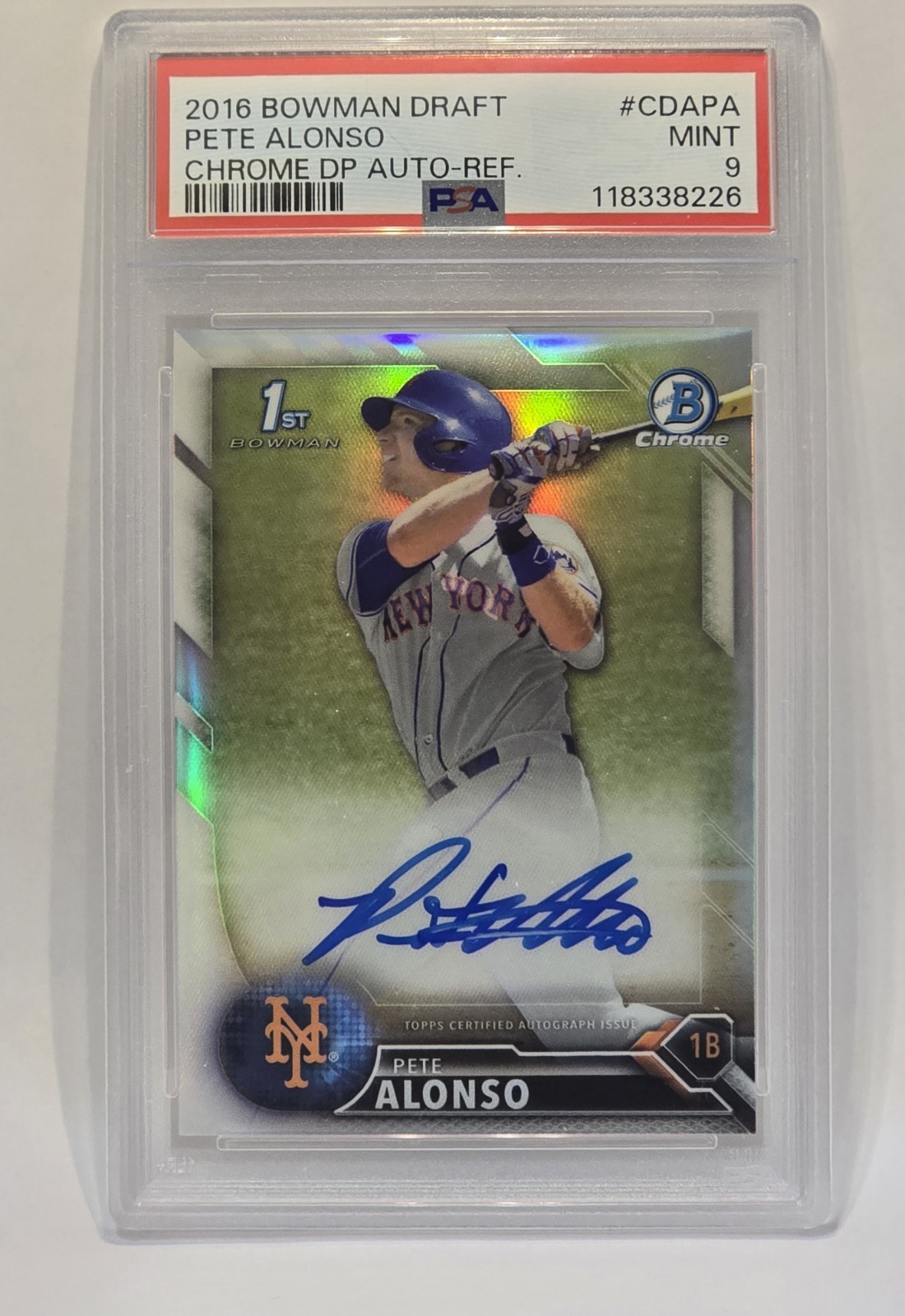 PETE ALONSO PSA 9 2016 BOWMAN CHROME DRAFT #CDA-PA REFRACTOR AUTO /499