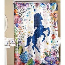 New unicorn flower floral boho colorful shower curtain