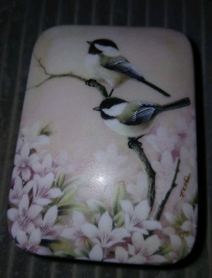 Porcelain Chickadee Music Box Dawning of the Day Trinket Box by Tan Chun Chiu 4''