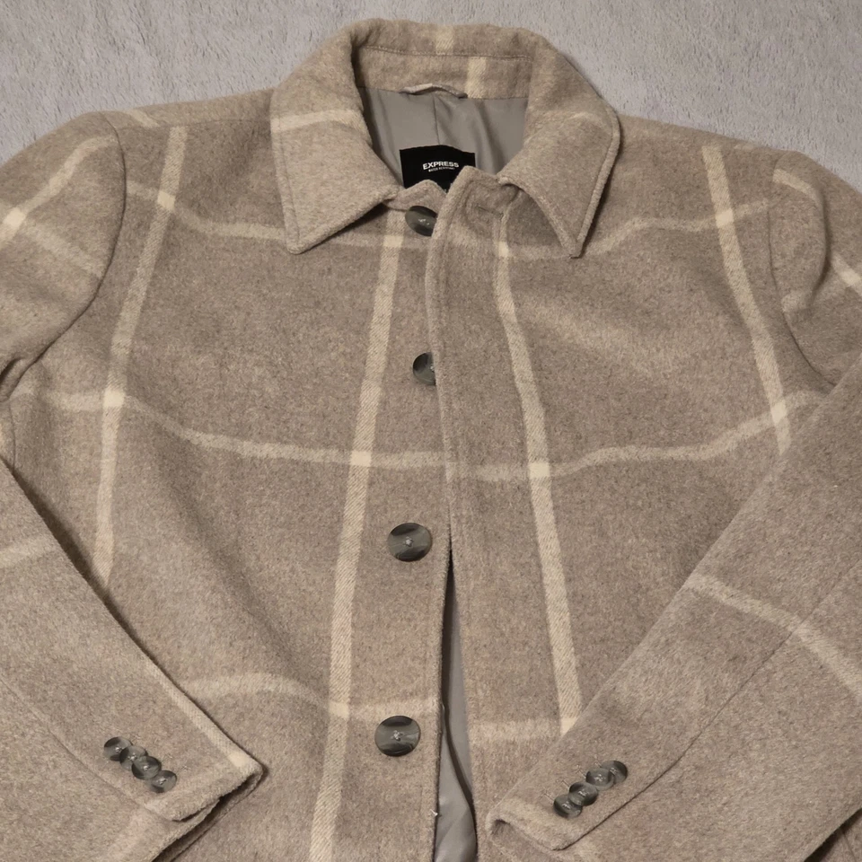 Express ID 5987  Men's Wool-Blend Overcoat Jacket Water Resistant, Size Large - Image 3 of 4