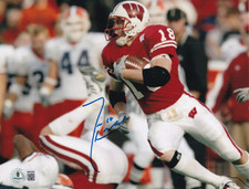 JIM LEONHARD signed (WISCONSIN BADGERS) football 8X10 photo BECKETT BW52092