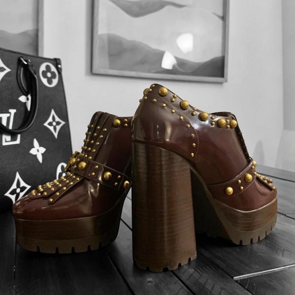 Michael KORS MK ALBERTA RICH BAROLO TACHUELAS KILTIE PLATAFORMA MOCASINES EE. UU. 7 Foto 2 de 4