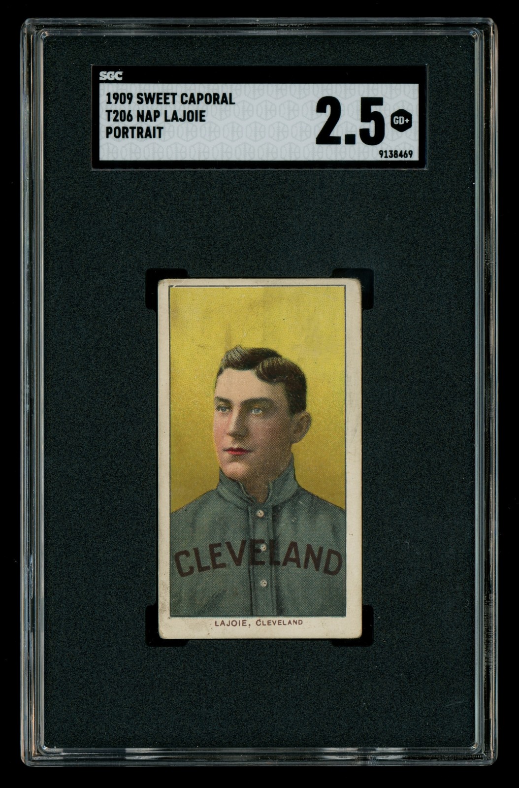 1909 T206 Sweet Caporal 150 Nap Lajoie Portrait Cleveland Naps HOF SGC 2.5 GD+
