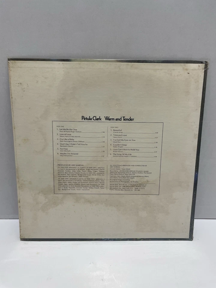 Petula Clark Warm And Tender Vinyl LP 1971 Warner Bros. Records WS1885, Sealed - Image 2 of 4
