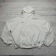 Comfrt Hoodie Mens Medium White Full Zip Hooded Sweatshirt Minimalist Pullover