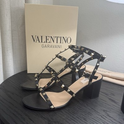Valentino Garavani Rockstud Caged Ankle-Strap Sandals Black 41