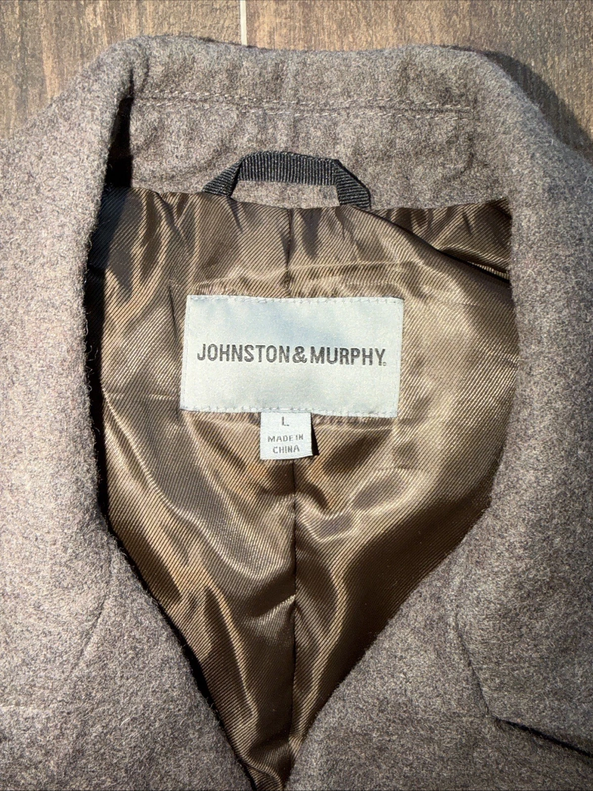 Johnston & Murphy Men’s L  Wool Blend Overcoat Car Coat image 3