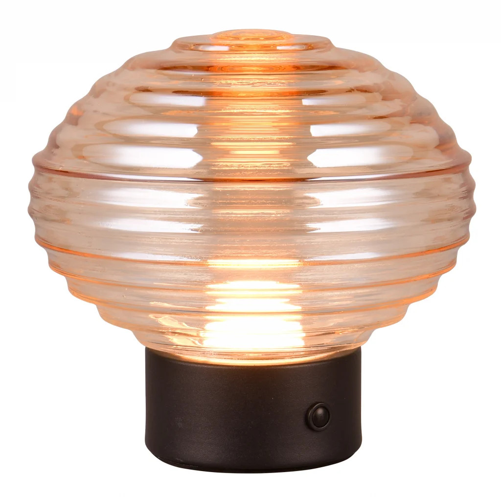 Table Light Black Earl LED Matt Amber Glass Rechargable Portable Trio R57771113