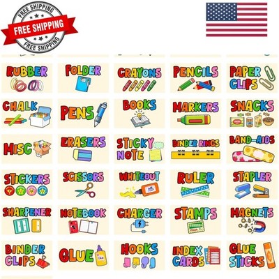 Colorful Teacher Toolbox Labels Vinyl Storage Drawer Stickers Tag Classroom O...