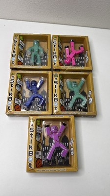 ð Zing Stikbot Figures Lot of 5 Mixed Colors Green Blue Pink Purple Sealed