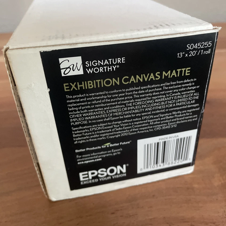 Epson S045255 Exhibition Canvas Matte Archival Inkjet Paper 13"x20' Roll Sealed - Image 3 of 3