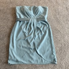 White by Vera Wang Blue Strapless Ruched Short Formal Dress, Belted, Size 12