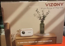 Vizony E1 Mini HD 1080p Projector Auto focus NEW 