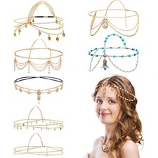 8 Pcs Gold Head Chains Festival Prom Wedding Bridal Jewelry Boho Headbands
