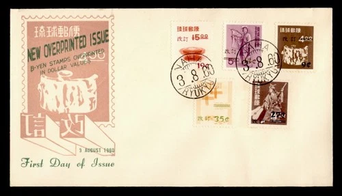 DR WHO 1960 RYUKYU JAPAN FDC OVPT COMBO R42321