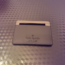 Kate Spade New York Women's Saffiano Leather Card Case Platinum Grey K369 NWT
