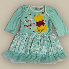 Vtg Y2K Disney Baby Winnie the Pooh Tutu Dress Sz 6-9 Months Long Sleeve Ruffle