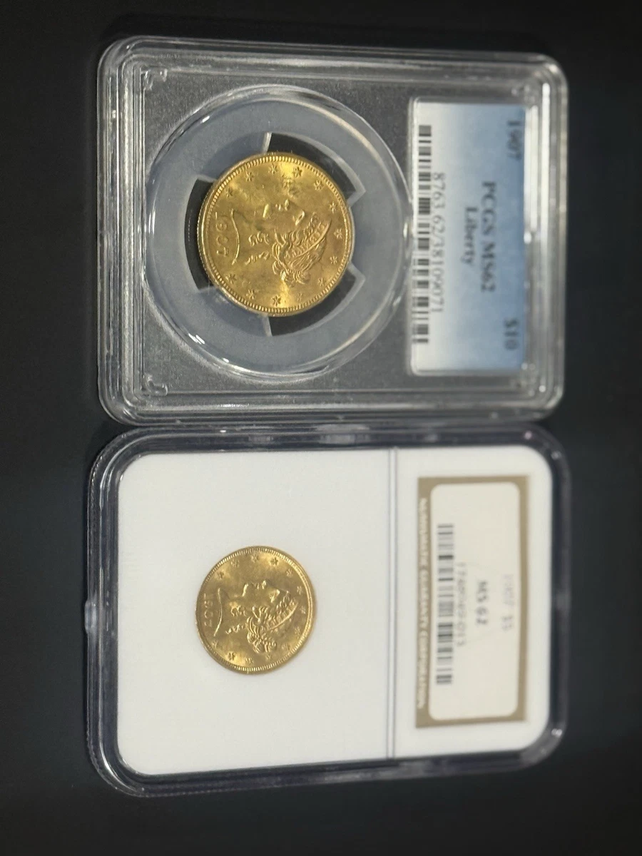 MS 62 Graded 1907 Year Eagle $10 US Gold Coins (Pre - 1933) for
