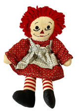 Vintage Raggedy Doll Plush Handmade Cloth Rag Doll 18 in