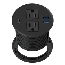 Desktop Power Grommet with PD 20W USB C,Recessed Power Outlets with 2 AC Plug...