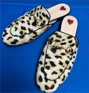 Chaussons plats mules GUCCI Horsebit Princetown pointure 36 léopard