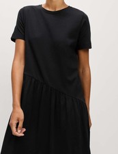 Marks & Spencer Womens Cotton T-shirt-dress Midi Short sleeved Dress in Black