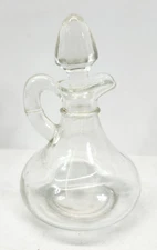 Vintage Anchor Clear Glass Oil Vinegar Cruet Glass Stopper 5.5" Small Decanter