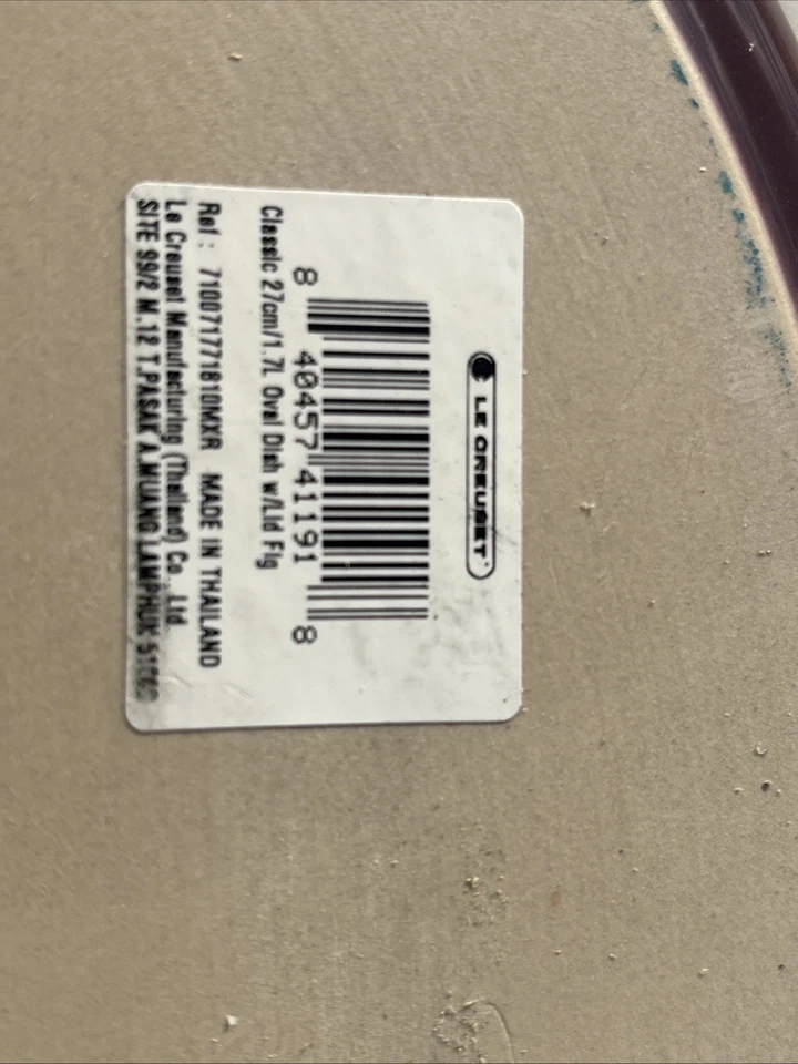 Cazuela cubierta Le Creuset "Fig" color raro 27 cm/1,7 L plato ovalado con tapa Foto 3 de 4