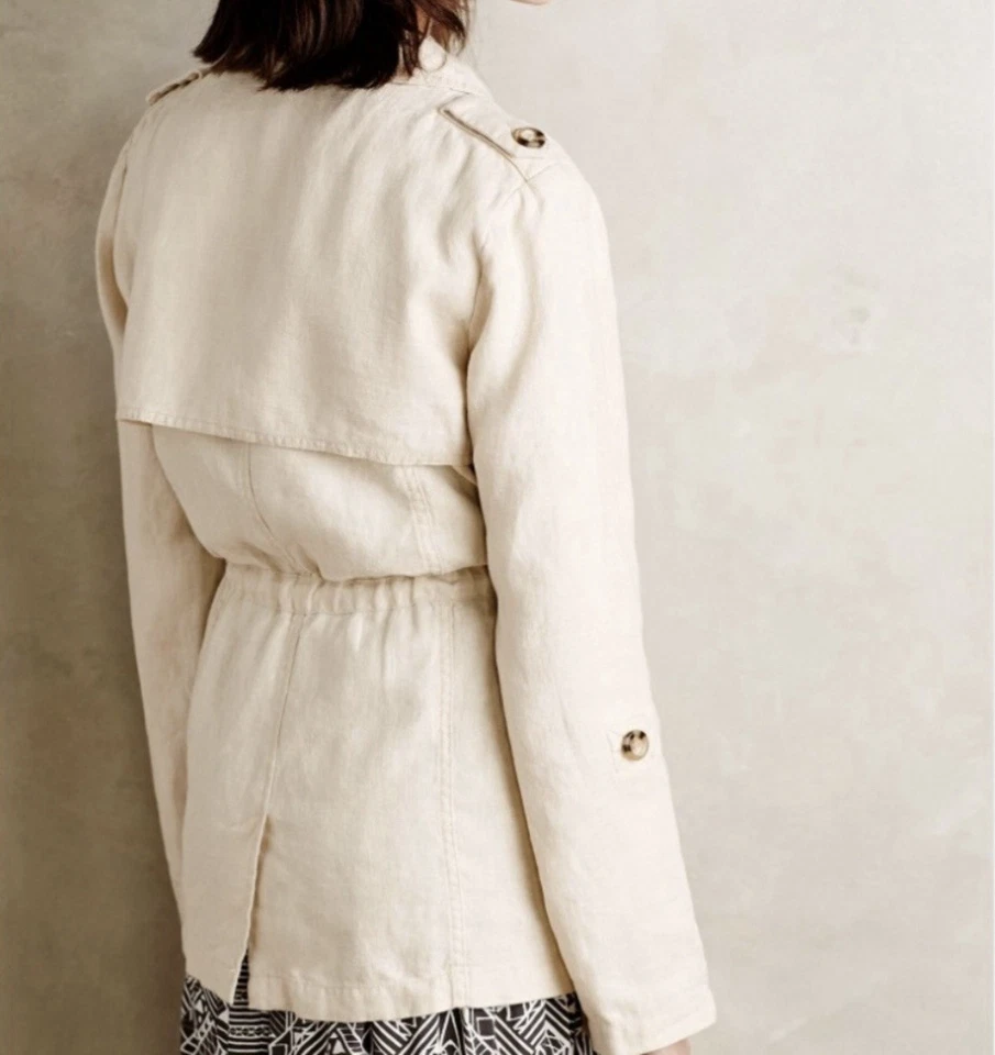 Sanctuary Anthropologie 100% Linen Utility Trench Coat Size Large - Image 2 of 4