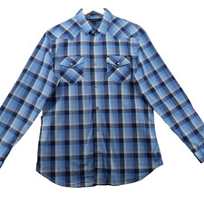 Banana Republic Slim Fit Men's Size M Blue Check Snap Casual Shirt