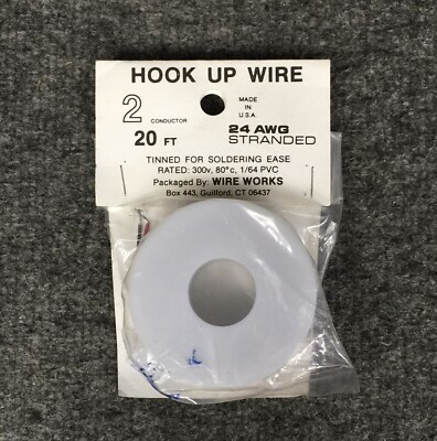 20  Wire Works Hook Up Wire 2 Conductor 24 AWG Stranded Model RR Layout NOS