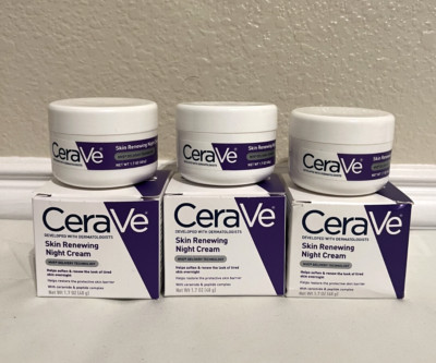 3 PACK CeraVe Skin Renewing Night Cream 1.7oz Ceramide Peptide Complex NEW  