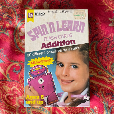 Vtg Spin N Learn Robot Flash Cards ADDITION 90 Different Problems RARE 9 Card