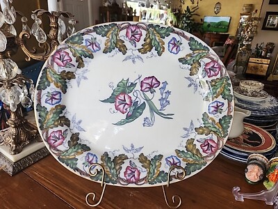 17.3/4'' Mulberry Polychrome Transferware Hand Painted Platter
