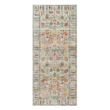 4'2"x10' Eggnog White Vase Design Silk Wool Hand Knotted Wide Runner Rug R90675