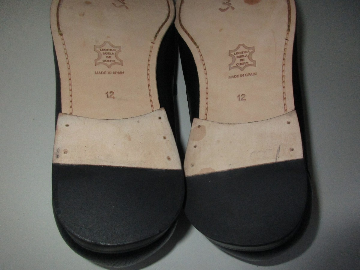 Sandrino PLACIDO Leather Men Penny Loafer Shoe Black 12M or 