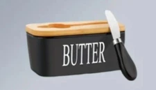 Large Butter Dish with Lid , Porcelain Butter Keeper Container