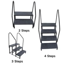LABLT RV Steps 2/3/4 Steps Outdoor Stairs with Handrails + Step Mats Upgraded