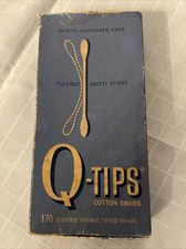 VINTAGE Q-Tips Flexible Sticks Cotton Swabs In Original Box Advertising Item