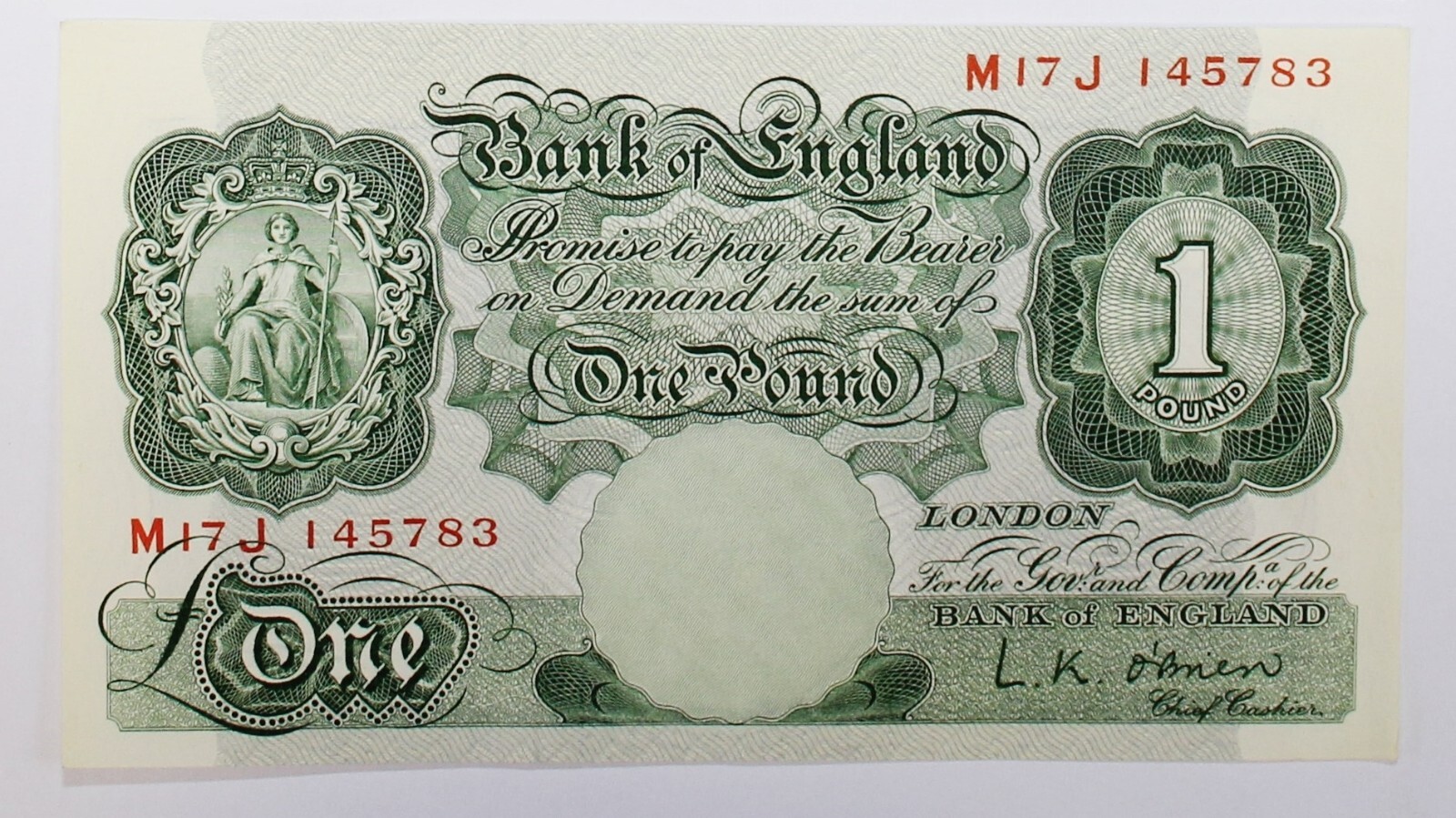 1948 - 55 Series A £1 Bank Note Very Fine Condition Peppiatt to O'Brien ...