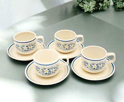 Lot of 4 Vintage Temper-Ware by Lenox DEWDROPS Cup and Saucer Sets VGUC
