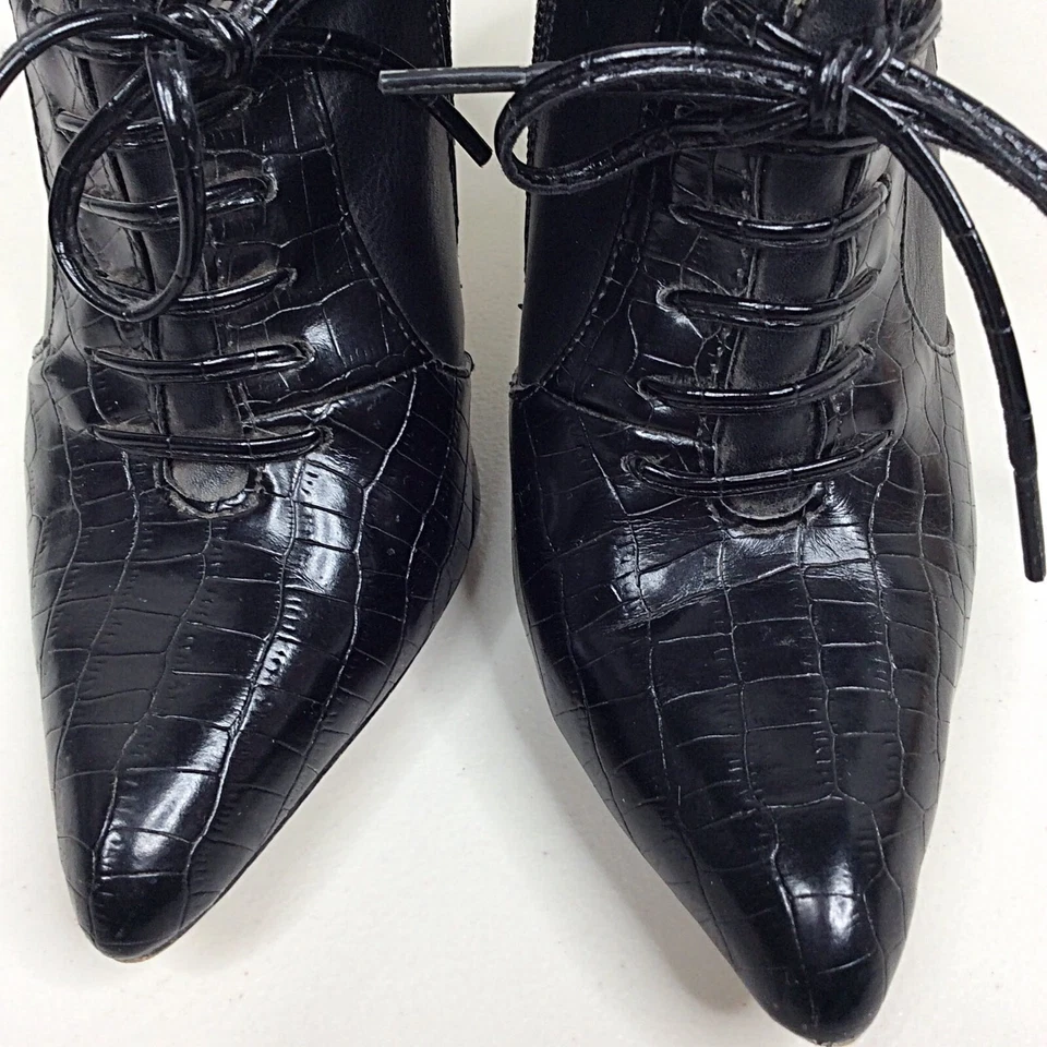 Botines Altuzarra de cuero sintético con cremallera para mujer 7,5 tacones de aguja con cordones negros Foto 4 de 4